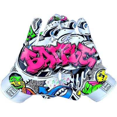 Battle Sports Aikuisten Graffiti Triple Threat Jalkapallohanskat - Valkoinen S