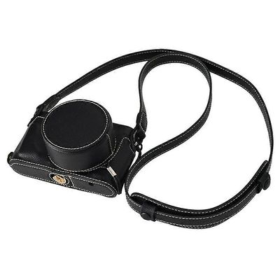 Leica D-Lux 8 -kamerajalusta, jossa linssinsuojus olkahihna PU-nahkasuojakotelo - musta Monivärinen Black