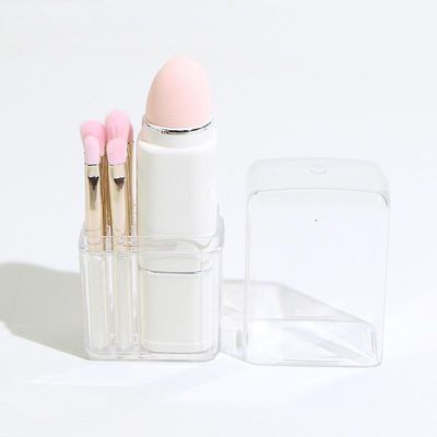 Otte i en teleskopisk makeup børste Praktisk Travel Powder Svamp Head Eye Brush Beauty Makeup Tool Kombination hvid