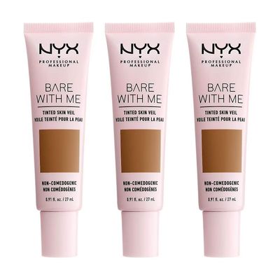 3 x NYX Professional Makeup Bare With Me Tonet hudslør 27ml - 07 Kanel Mahogni