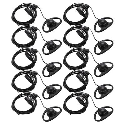 10x 2-nastainen Advanced D-muotoinen clip-ear ptt-kuuloke kuuloke mikrofoni 2-suuntaisille radioille gp88s gp300 gp68 gp20-hy musta
