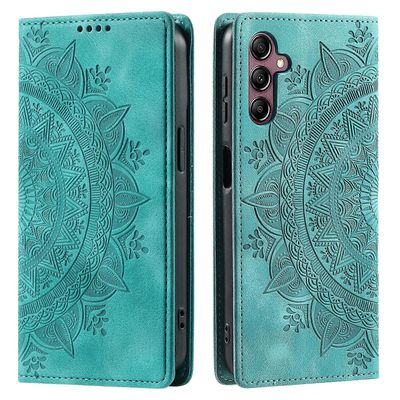 Samsung Galaxy A16 -kotelolle Mandala-kuvio magneettinen sulkeutuva nahkainen puhelimen kansi Vihreä