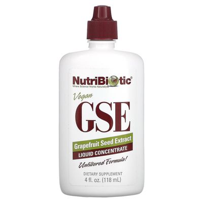 NutriBiotic, vegaaninen GSE-greipin siemenuute, nestemäinen tiiviste, 4 fl oz (118 ml)