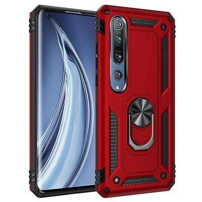 Stødsikker rustning sag for redmi note8 med støttefod all inclusive dække rød rpc3184