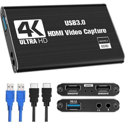 Videokaappauskortti, kytkimen sieppauskortti kytkintä varten, 4K 1080P 60FPS videotallennuksen suoratoistoon Musta