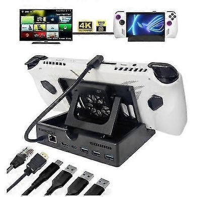 Heedy Lataustelakka jäähdytystuulettimella Steam Deckille ja Rog Alloylle, Rog Ally -telakka, jossa 4K 60 Hz HDMI, 100 W PD, Gigabit Ethernet, 3 US...