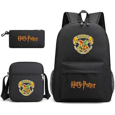 Harry Potter Harry Potter -kuvioinen reppu, opiskelijakoululaukku, pieni olkalaukku, penaali, kolmiosainen setti musta One size fits all