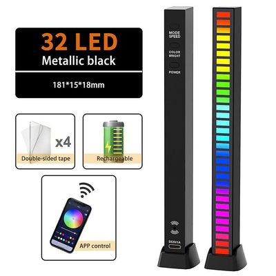 RGB RytmeGenkendelse Lys lydstyring lyser musik reaktiv atmosfære lampe Sort Rechargeable With APP Control