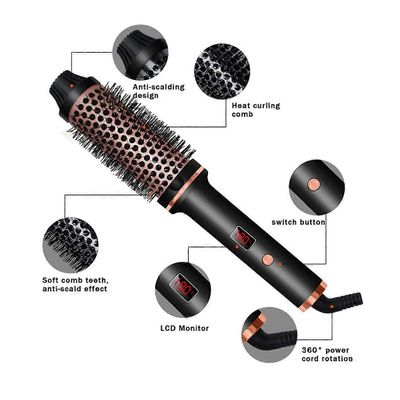 3in1 Ionic Hair Curler Suoristusrauta Lämmitetty hiusharja EU-pistoke Musta