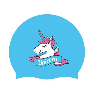 Yunshu Vandtætte badehætter til børn med tegneserieudskrivning til børn i alderen 4-12 år Blå Unicorn