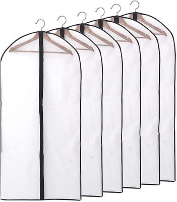 Vaatelaukut, [6 kpl] läpinäkyvä vaatekansi, vetoketjullinen 60x100cm Black