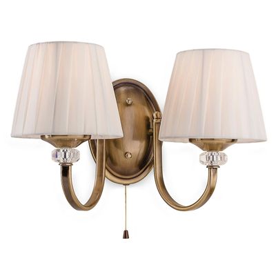 Firstlight Lighting Langham 2 Lys Indendørs Væg lys (skiftet) Antikke Messing, Plisseret Cream Shades, E14