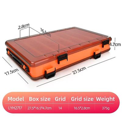 Unbrand Praktisk sidet Fishing Tackle Box Rum Bait Lure Hook Opbevaring Box Fiskeri Tilbehør Plastic Opbevaring Sag Orange-1