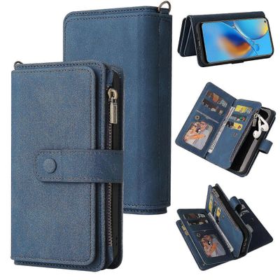Till Oppo A74 4g-kotelon lompakko Flip Card Holder Pu Nahka Magneettinen Suojakansi - Sininen