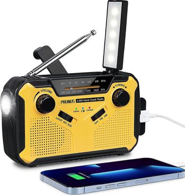 PRUNUS J-369 Wind Up Radio Survival Equipment AMFM kannettava radioakkuradio 3000mAh Power Bank Solar Radio taskulampun lukulampulla ja S
