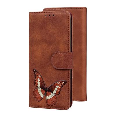 Etui til Oppo Reno 7 Pro 5g Butterfly Cover Premium Læder Magnetisk- Pink Brown