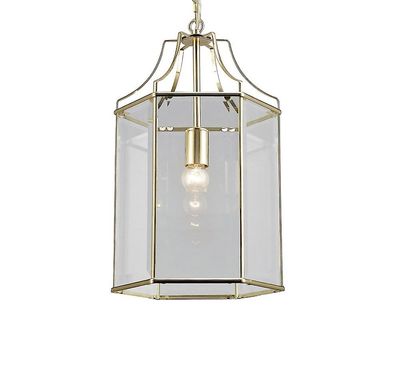 Inspired Lighting Payton sekskantet loft vedhæng LanternE E27 fransk guld, klart glas
