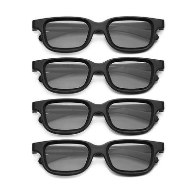 4 stk polariserte passive 3D-briller for 3D-TV Ekte 3D-kinoer for 3D-spill og TV-ramme Svart