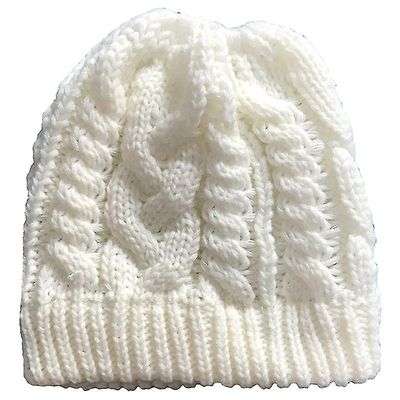 Besser Lady Winter Hestehale Hue Hue Høj Hat Strikket Cap Hvid