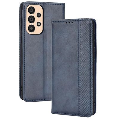 Samsung Galaxy A33 5G retro lompakko puhelimen kansi mosaiikki magneettisuljin säädettävä jalusta Sininen Style C Samsung Galaxy A33 5G