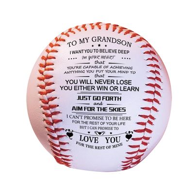 Kuankuanbao Til mit barnebarn - Du vil aldrig tabe - Baseball julegave fest dekoration Hvid Grandson