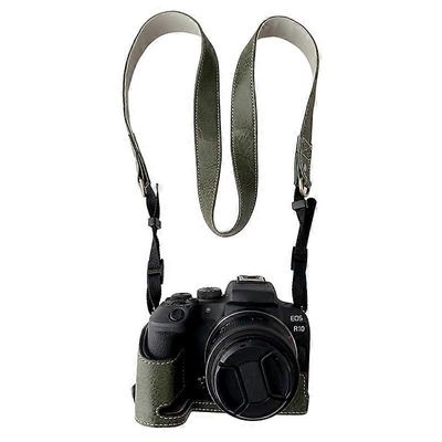Tyyppi A Canon EOS R10 Buffalo Texture PU -nahkainen pohjakotelo puolirunkokameran kansi Monivärinen Style A