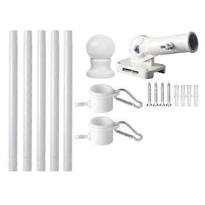 Lipputankosarja talolle, paksunnettu ruostumattomasta teräksestä valmistettu kuistin ulkoseinän lipputanko 3x5 jalalle valkoinen L