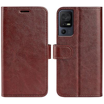 For TCL 40 SE Flip telefondeksel Crazy Horse Texture Telefonveske PU Leather Wallet Stand Telefon Shell Brown