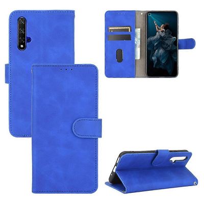 Yhteensopiva Huawei Nova 5T Premium PU Leather Flip Folio -kotelon kanssa, jossa on korttipaikan sisäänrakennettu magneettilompakon kansi Sininen