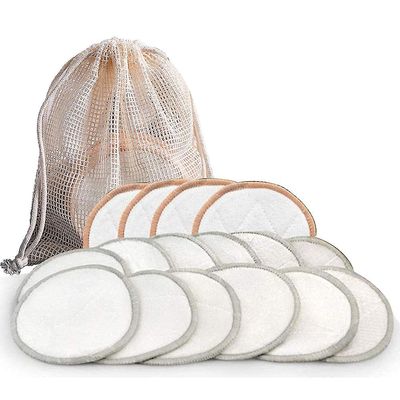 Mikasa 16 stk Vaskbar Makeup Remover Bambus bomuld pads genbrug udrensning Sæt