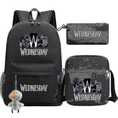 Wednesday Reppu 3kpl/setti Addams Print Tytöt Pojat Laukut Muoti Matka Lapset Koululaukut Unisex Reput-yvan Laadukas korkea laatu tyyli 7