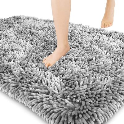Premium kylpyhuonematto liukumaton pörröinen kylpymatto, uskomattoman pehmeä mukava, erittäin paksu Vaalean harmaa 40x60cm