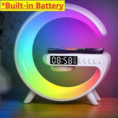 Eccpp Langaton laturi tyyny jalusta kaiutin TF-kortti Rgb yövalo lamppu herätyskello nopea latausasema telakka iPhonelle Samsung Xiaomi Akulla W