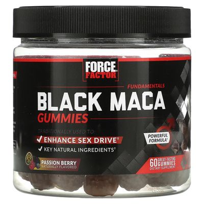 Force Factor, grunderna, svart maca, passionsbär, 60 gummier