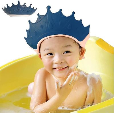 Dusjhette for barn Shampoo Shield for barn, Justerbar Baby Hair Washing Shield Vanntett Shampoo Hat, Visir Lue Blå