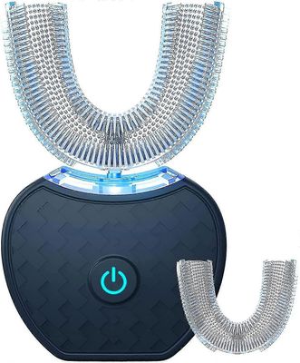 Sähköhammasharja, automaattinen hammasharja, u-muotoinen Sonic-hammasharjan hampaiden valkaisusarja korvaavalla harjapäällä Musta