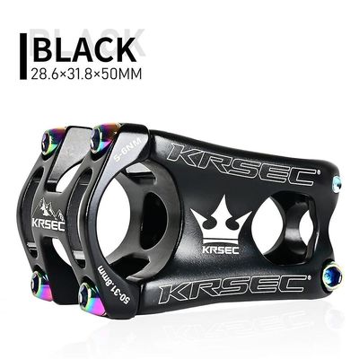 Krsec 31.8*28.6*50mm Mountainbike Cykling Aluminium Alloy Styr Stemcnc Cykel Stem Mtb Cross Country Road Bike Tilbehør Sort