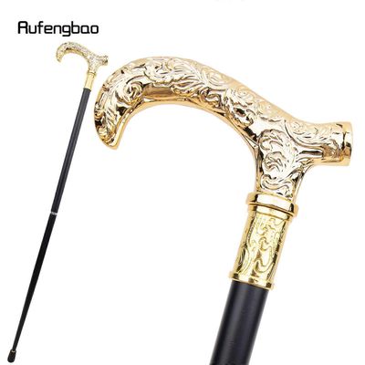 Rufengbao kultainen kukkakuvio kävelykeppi muoti koristeellinen kävelykeppi herrasmies tyylikäs cosplay keppi nuppi crosier 93cm kultaa