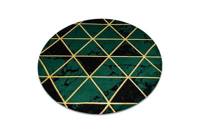 RugsX Eksklusiv EMERALD Carpet 1020 cirkel - glamour, stilfuld marmor, trekanter flaske grøn / guld circle 120 cm