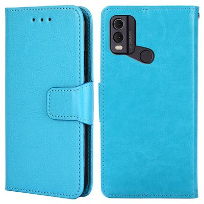 PU Leather Case for Nokia C22 Magnetic Clasp Folio Flip Teksturert Cell Phone Stand Wallet Cover Baby Blue