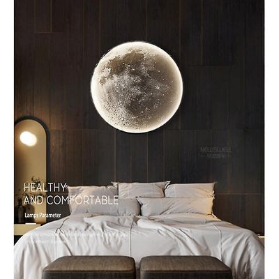 Led seinävalot kuu sisätiloissa , yksinkertaisuus makuuhuone olohuone tausta seinä sconce valo kuu illum Himmennettävissä kaukosäätimellä 30cm (11....