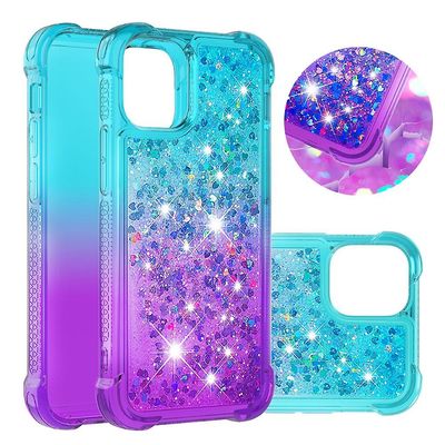 Iskunkestävä kaltevuusglitterjauhe Quicksand TPU -kotelo iPhone 12 minille Monivärinen Style A iPhone 12 mini 5.4 inc
