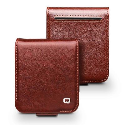 QIALINO Samsung Galaxy Z Flip6 5G -kotelolle TPU + aito lehmännahkainen folio käännettävä puhelimen kansi Monivärinen Style B