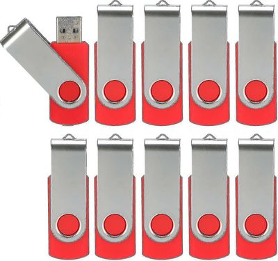 10-pakkaus USB-muistitikut USB 2.0 Peukaloasema Bulk Pack Kääntyvä muistitikku Taitettava tallennustila Jump Drive Zip-asema-hy 10 pakkaus punainen...
