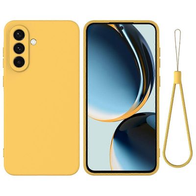 Samsung Galaxy A26 5G -kotelolle nestemäinen silikoni puhelimen takakansi käsihihnalla - keltainen Monivärinen Yellow