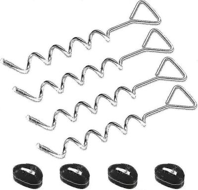 4 sarjaa Heavy Duty Trampoline Anchor Stakes Ground Anchor Kit - Ruostumattomasta teräksestä valmistetut panokset trampoliinin puutarhaleirikeinuun...
