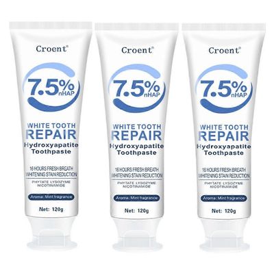 3 kpl hydroksiapatiittihammastahnaa edistyneeseen hammaskiilteen suojaukseen, raikastaa hengityksen, fluoriton hammastahna herkille hampaille
