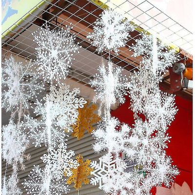30kpl joulujuhla valkoinen lumihiutale joulukuusi sisustus kotiin roikkuu valkoinen muovi xmas lumihiutale puu syntymä koristelu