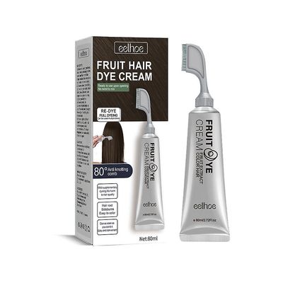 3 farve 80ml sort frugtfarvningscreme naturlig plantehårfarvecreme mangler hårfarve ren plantebaseret til kvinder og mænd Brun sort