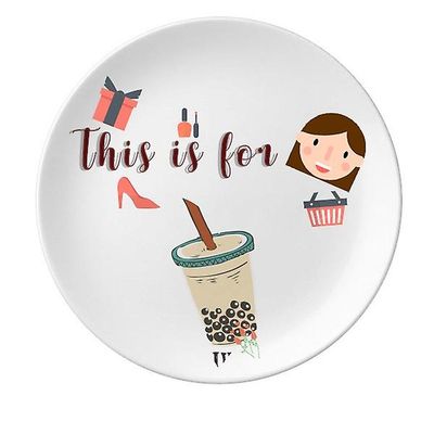 Drik Pearl Lk Te Mad Taiwan Moder Dessert Plate Dekorative Porcelæn 8 Tommer Dinner Home